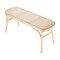 Beige Plastic Rattan Bench with Solid Wood and Oak Legs, Non-Slip Pads